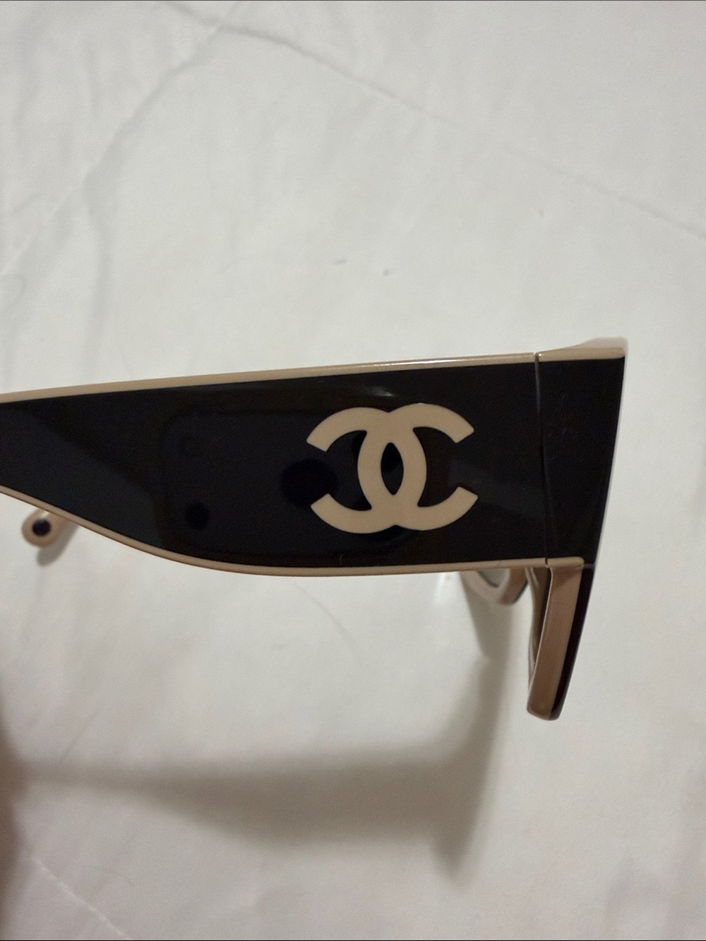 CHANEL Beige and Black Logo Brow Bar Sunglasses with Quilted Black Case - Picture 3 of 6